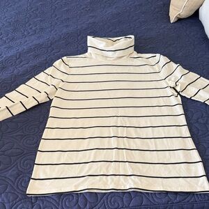 NWT Talbots Striped Turtleneck Long Sleeve Top - Cream & Black